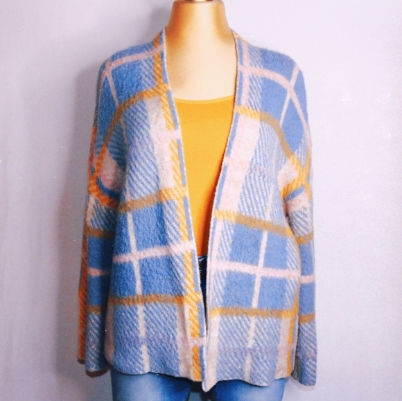 Rain + Rose Soft textured Plaid Comfy Sweater Cardigan Medium, Nordstrom - Picture 1 of 8